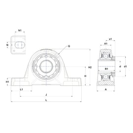Palier complet auto-aligneur à semelle UKPE H - 50 mm