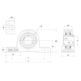 Palier complet auto-aligneur à semelle série UCP