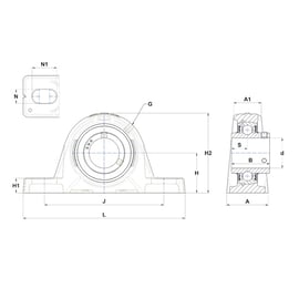 Palier complet auto-aligneur à semelle UCPLE - 55 mm