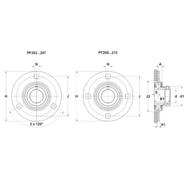 Corps de palier auto-aligneur applique PF