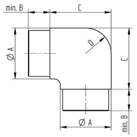 Coude 90° angle arrondi inox 304 pour tube de main courante