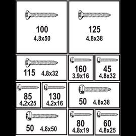 Coffret de 1005 vis à tôle têtes Cylindrique et Fraisée Zingué