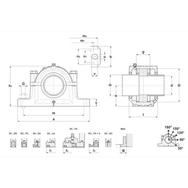Coprs de palier à semelle SNC 516-613 - Largeur : 90 mm - Longueur : 315 mm
