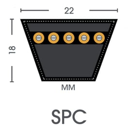 Courroie trapézoïdale VP2 SPC étroite enveloppée