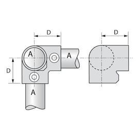 Raccord KEEKLAMP angle supérieur à 3 entrées à 90°