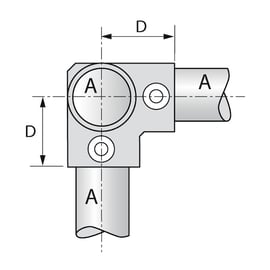 Raccord KEEKLAMP angle intermédiaire à 2 entrées à 90°