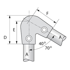 Raccord KEEKLAMP coude d'angle aigu - 44,3 mm