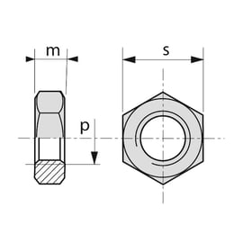 Écrou hexagonal (HM) bas ISO 4035.04 brut