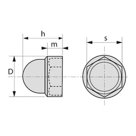 Cache écrou noir - 8 mm cote sur plats 13 mm