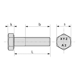 Vis tête hexagonale filetage partiel Inox A2