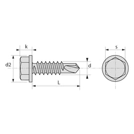 Vis autoperceuse tête hexagonale à embase inox A2