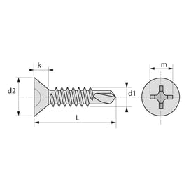 Vis autoperceuse tête fraisée empreinte Phillips® Inox A2