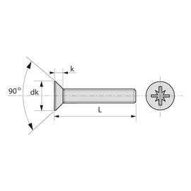 Vis à métaux tête fraisée Pozidriv® Inox A2