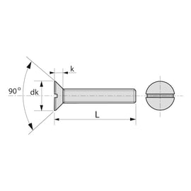 Vis à métaux tête fraisée fendue Inox A4