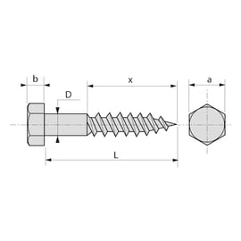 Vis à bois tête hexagonale (Tirefond) Inox A4
