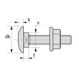 Boulon de cornière tête ronde collet carré réduit zingué