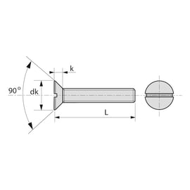 Vis à métaux tête fraisée fendue Zingué