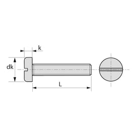 Vis à métaux tête cylindrique fendue Zingué