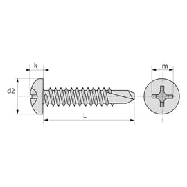 Vis autoperceuse tête cylindrique empreinte Phillips® zingué