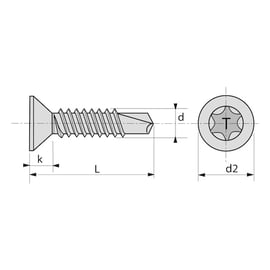 Vis autoperceuse tête fraisée Torx® Zingué