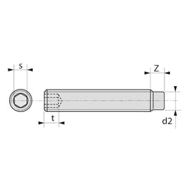 Vis à métaux sans tête à bout téton six pans creux (STHC) brut - 6 x 40 mm