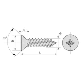 Vis à tôle tête fraisée Pozidriv® Zingué