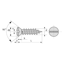 Vis à tôle tête fraisée bombée fendue Zingué