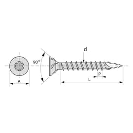 Vis bois FX5 tête fraisée Torx® filetage total Zingué