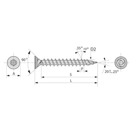 Vis bois TK3 tête fraisée Torx® filetage total Zingué