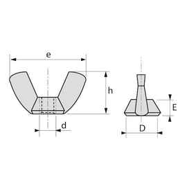 Écrou à oreilles forme américaine inox A2
