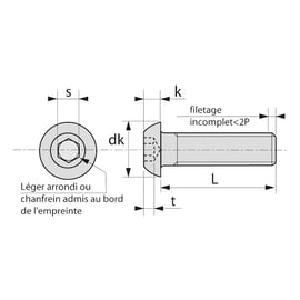 Vis tête bombée six pans creux (BHC) Inox A4