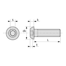 Vis tête bombée six pans creux (BHC) Inox A2