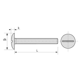 Vis poêlier tête ronde large fendue Inox A2