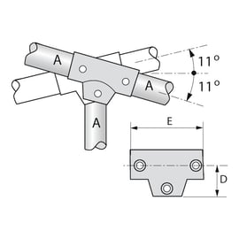 Raccord KEEKLAMP té à 3 entrée orientable 0° à 11°