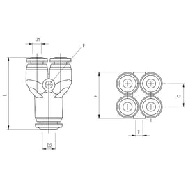 Raccord instantané Y double 55330