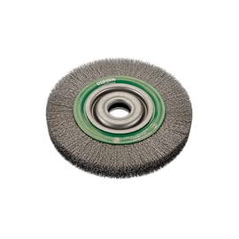 Brosse à fil circulaire pour machine stationnaire, haute densité de garnissage - fil inox 0,2 mm - diamètre 150 mm