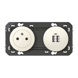 Prise de courant appareillage DOOXIE avec chargeur 2 USB 2P+T +