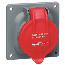 Prise à entraxes unifiés fixe 32A HYPRA plastique - 32 A - 94 x 84 mm
