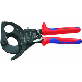 Pince coupe-câble à cliquet avec manche bimatière 280 mm