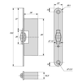 Serrure 1 point à rouleau seul 2164