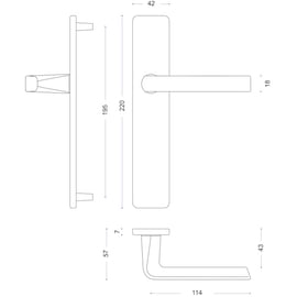 Ensemble palière sur grande plaque KAZA argent clé I