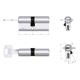 Cylindre 2 entrées VELIX nickelé varié 40 x 45 mm