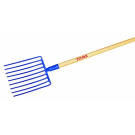 Fourche à cailloux à douille avec manche pomme en bois 9 dents 35 cm