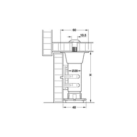 Pied de meuble de cuisine réglable avec embase acier zingué