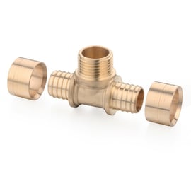 Té pour tube PER - mâle - à glissement