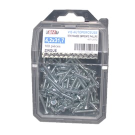 Vis autoperceuse tête fraisée empreinte Phillips® Zingué Coque