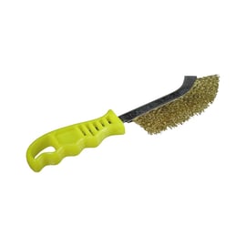 Brosse métallique convexe plastique 1 rang - jaune - laiton