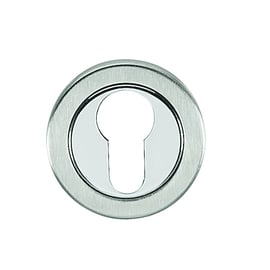 Rosace ronde pour béquille 793 et 794 chromé brillant et inox satiné clé L la paire