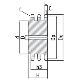 Pignon pré-alésé pour chaîne triple