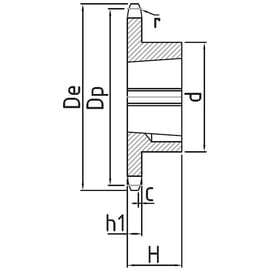 Pignon simple à moyeu amovible à denture trempée